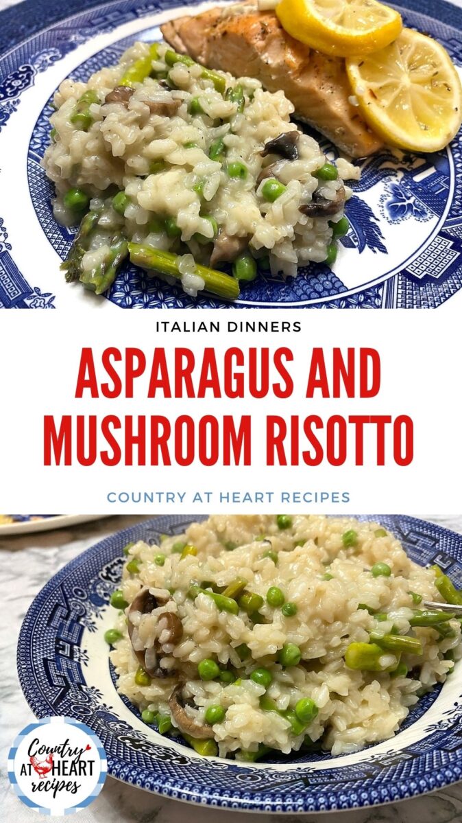 Pinterest Pin - Asparagus and Mushroom Risotto