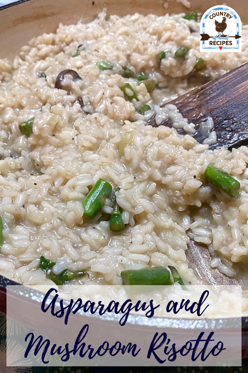 Pinterest Pin - Asparagus and Mushroom Risotto