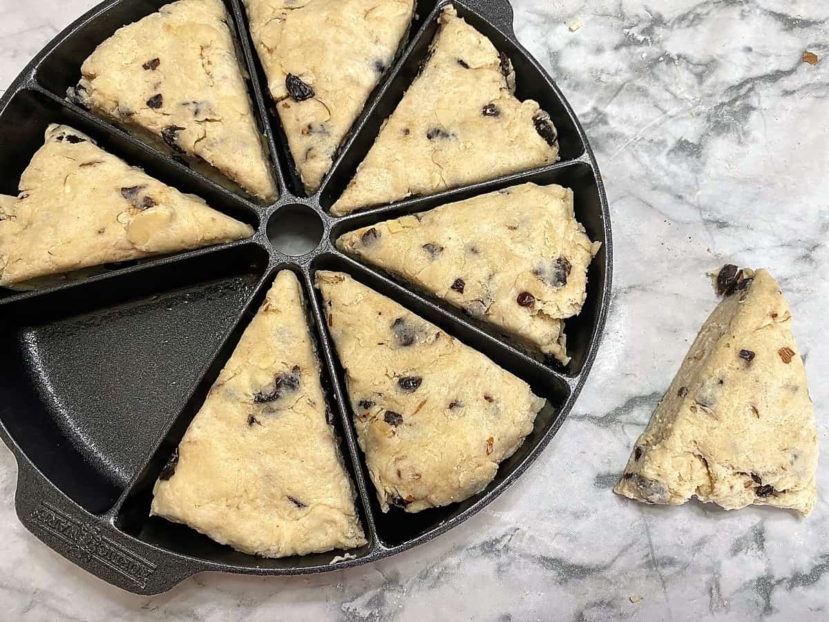 Place Dough Slices in a Prepared Scone Pan