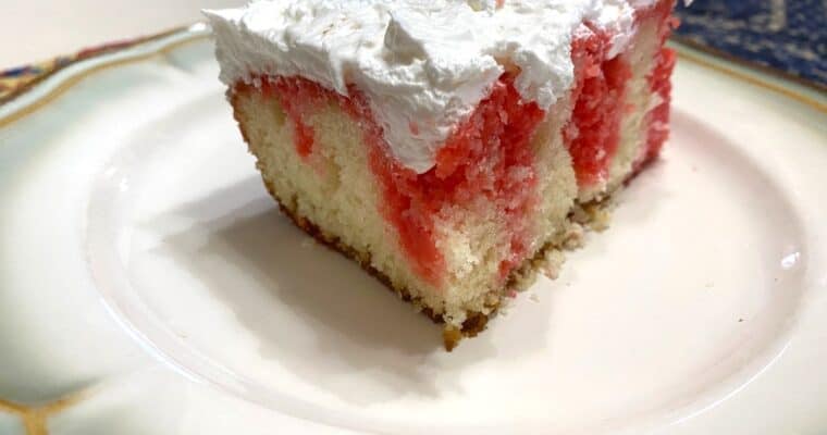 Strawberry Gelatin Poke Cake