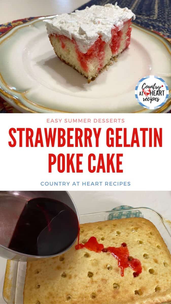 Pinterest Pin - Strawberry Gelatin Poke Cake
