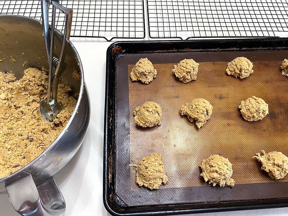 Scoop Cookie Portions onto Baking Tray