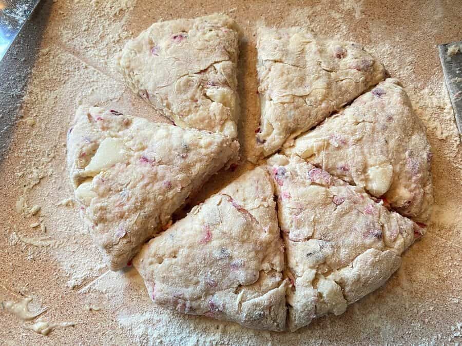 Using a Knife of Bench Scraper, Cut the Scones into Six Triangles