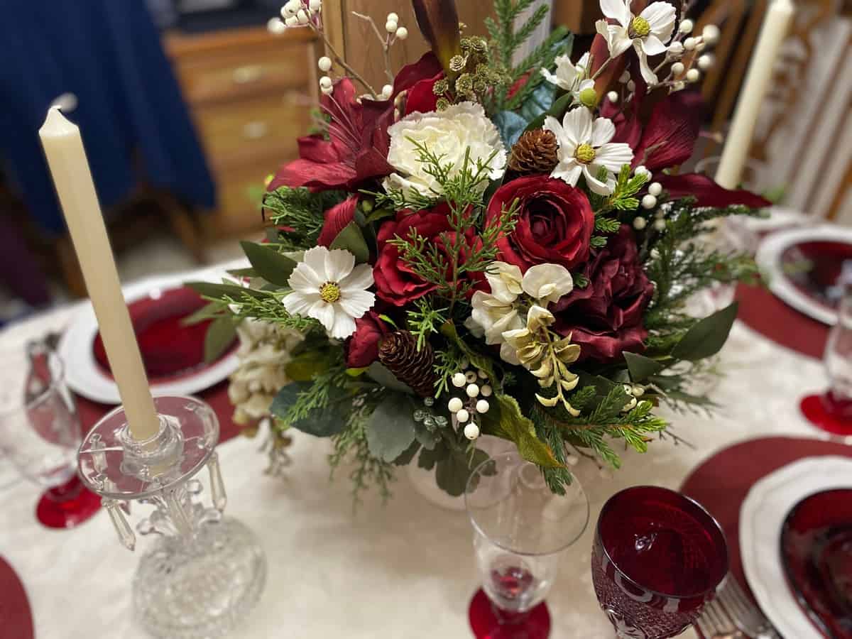 Red and White Christmas Floral Arrangement