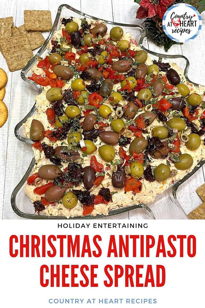 Pinterest Pin - Christmas Antipasto Cheese Spread