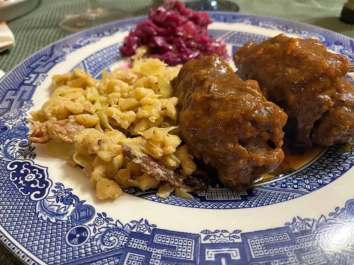 Serve Rouladen with German Spaetzle and Red Cabbage