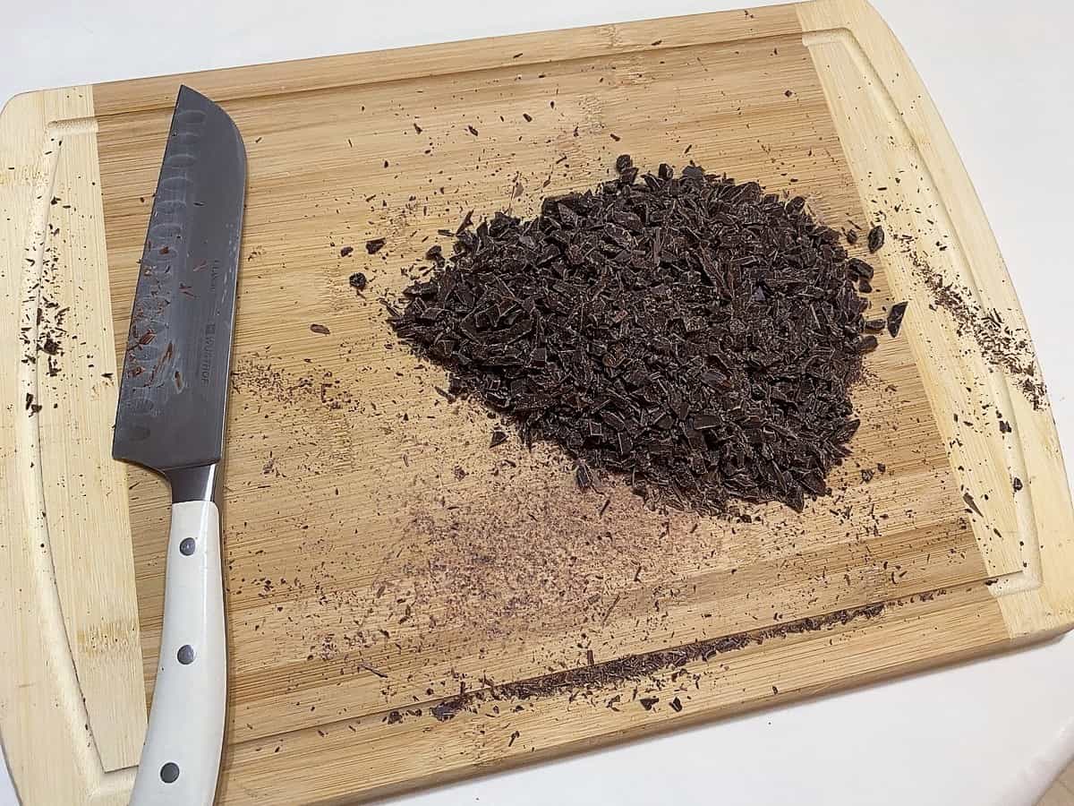 Chopping Bars of Dark Chocolate
