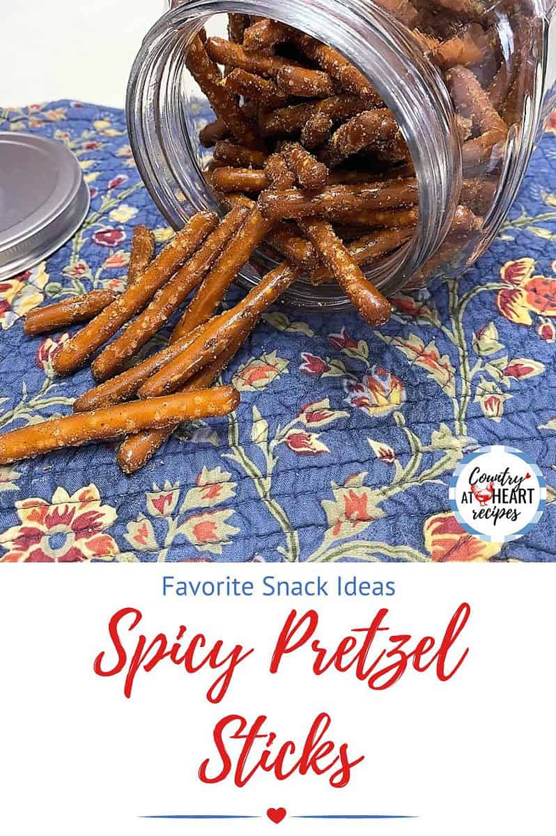 Pinterest Pin - Spicy Pretzel Sticks