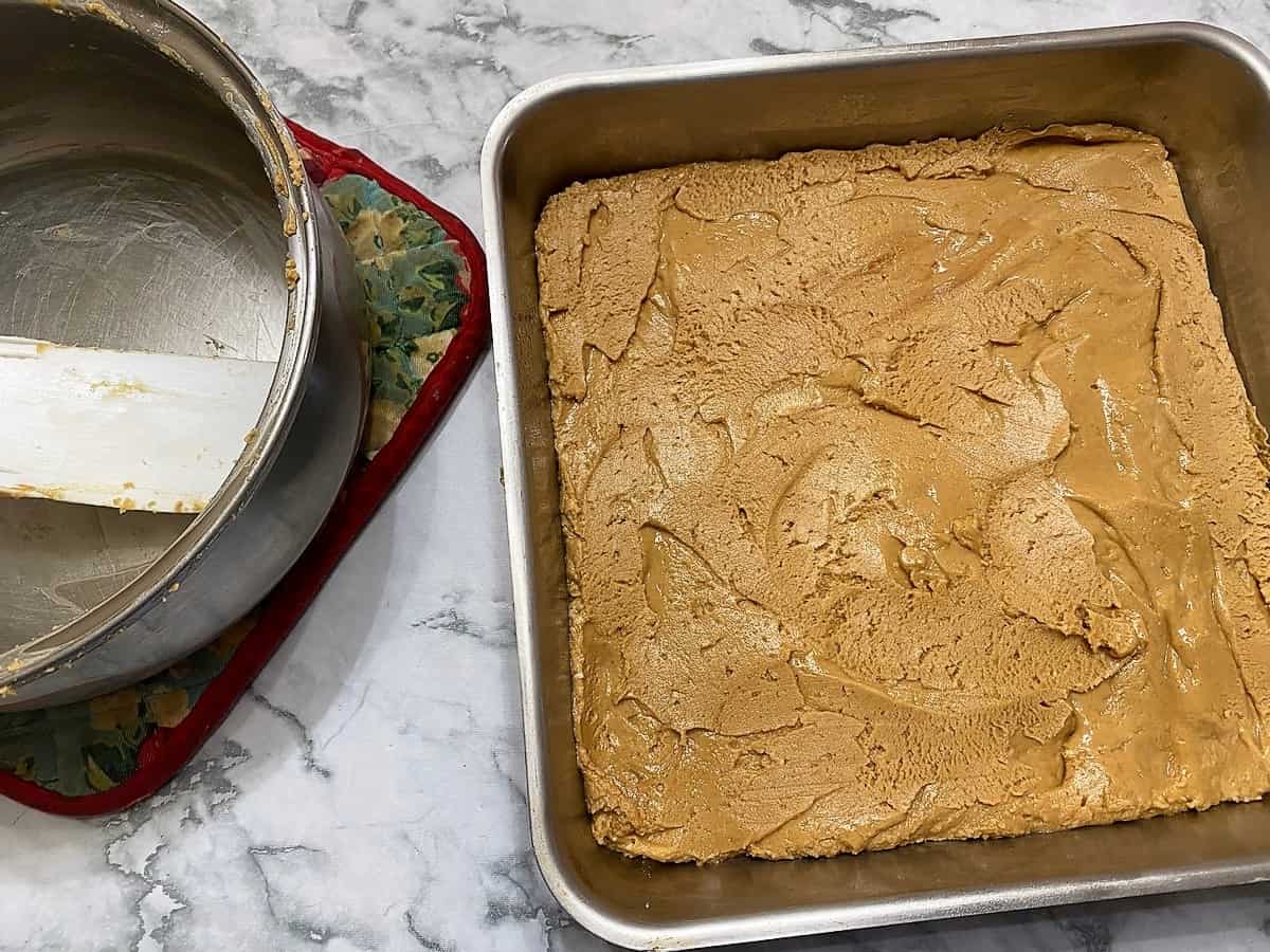 Transfer Peanut Butter Mixture to Prepared Baking Pan