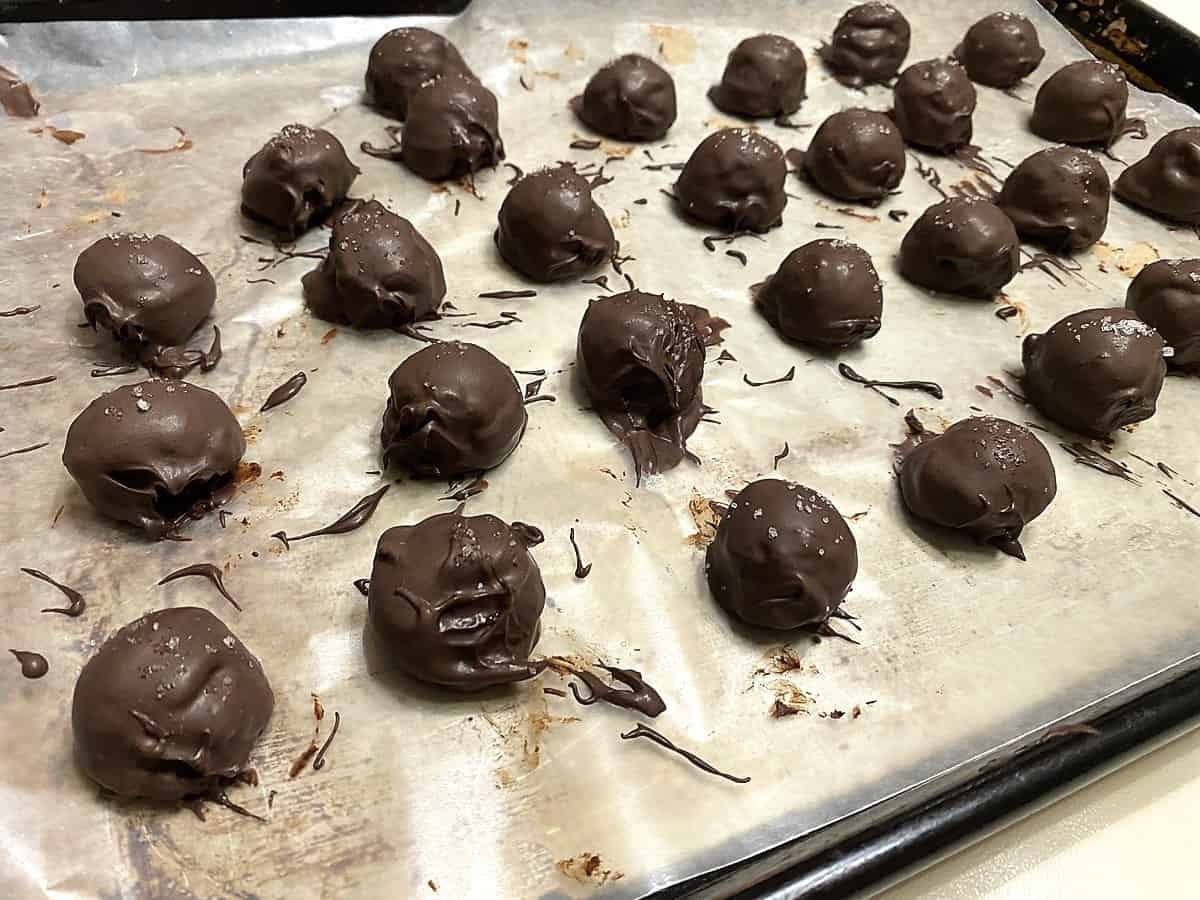 Coat Truffles with Chocolate and Sprinkle with Sea Salt
