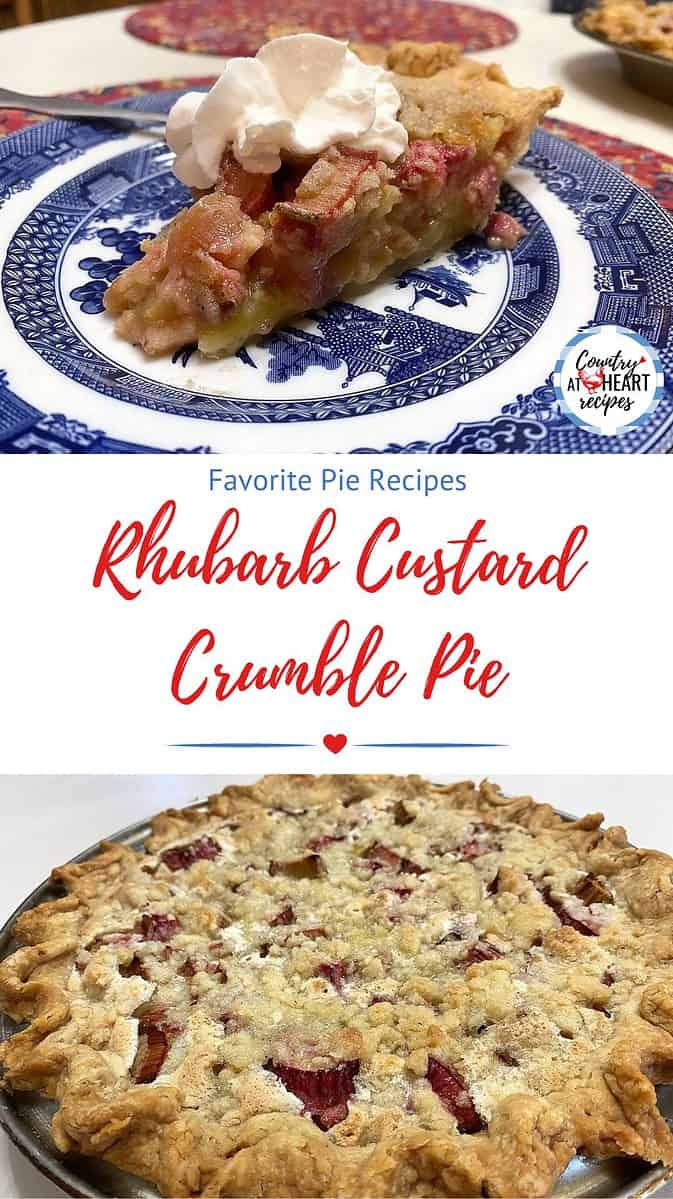Pinterest Pin - Rhubarb Custard Crumble Pie