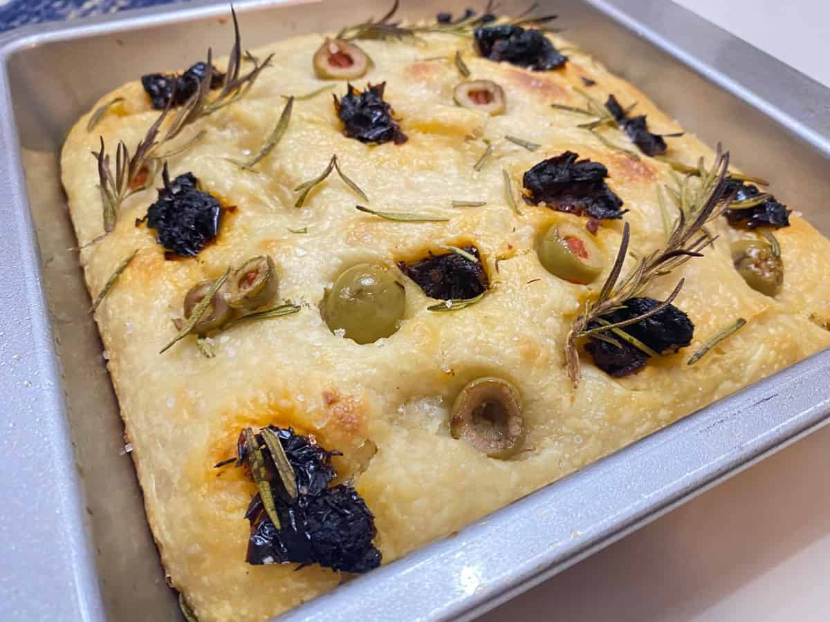 Allow Baked Focaccia to Cool a Few Minutes Before Slicing