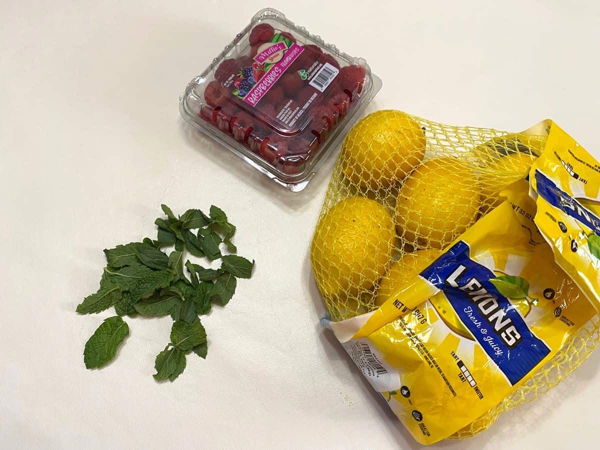Lemons, Mint, and Raspberries