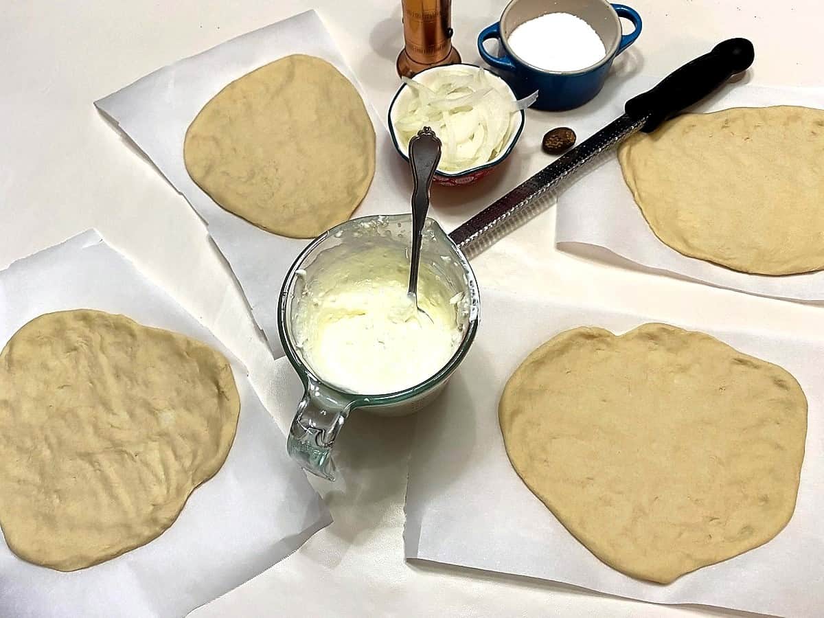 Press Dough into Circle on Parchment Paper