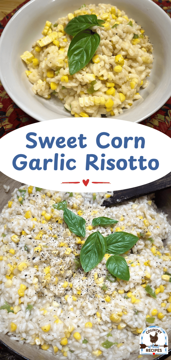 Pinterest Long Pin - Sweet Corn Garlic Risotto