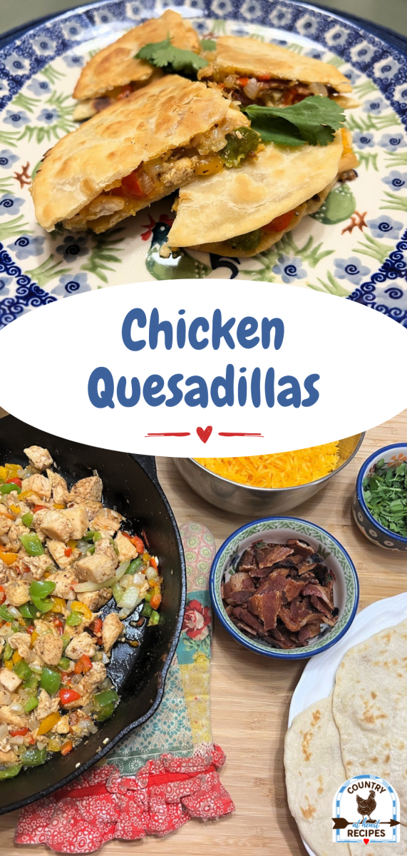 Pinterest Long Pin - Chicken Quesadillas