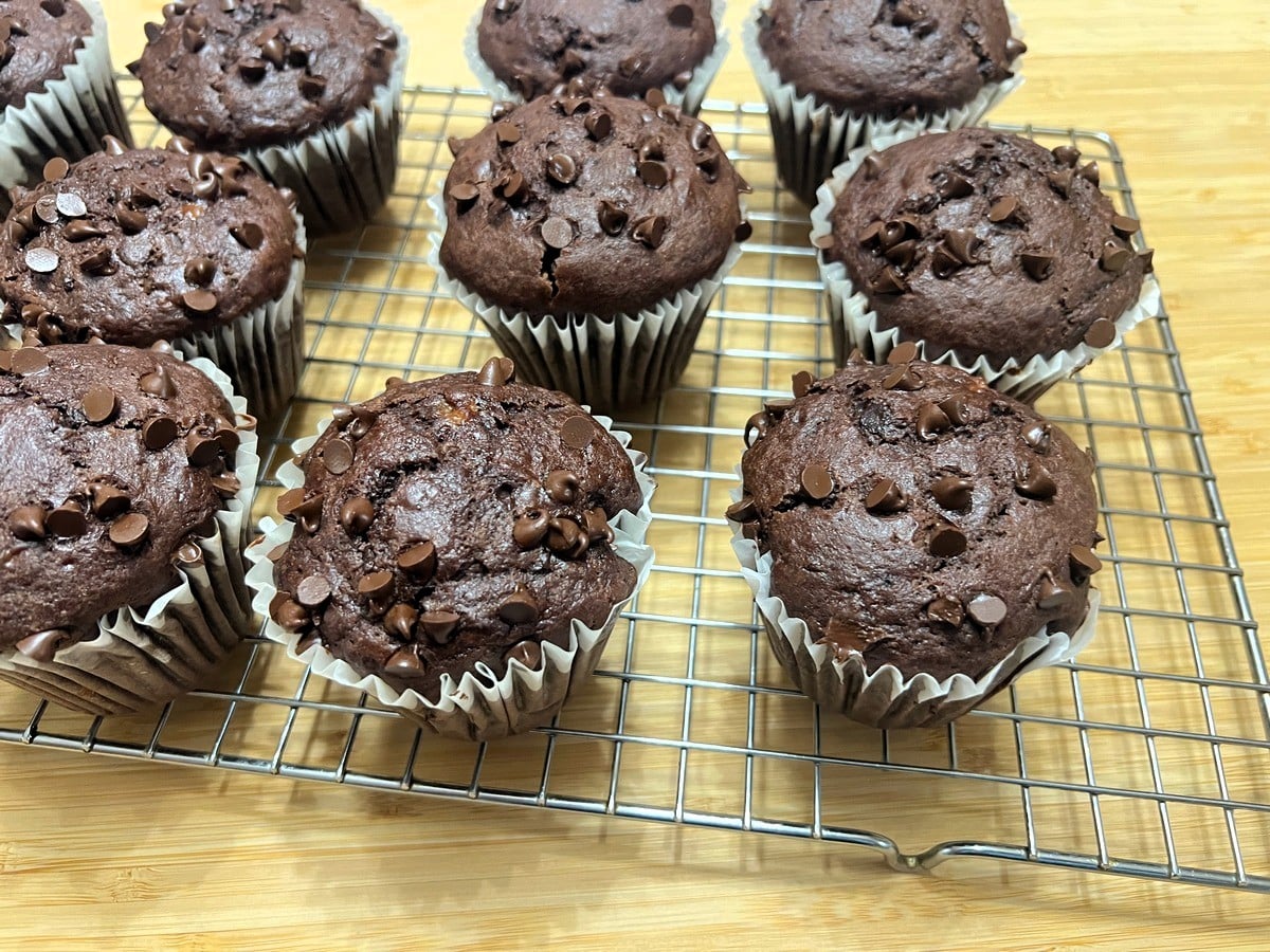Cool Baked Muffins on Wire Rack