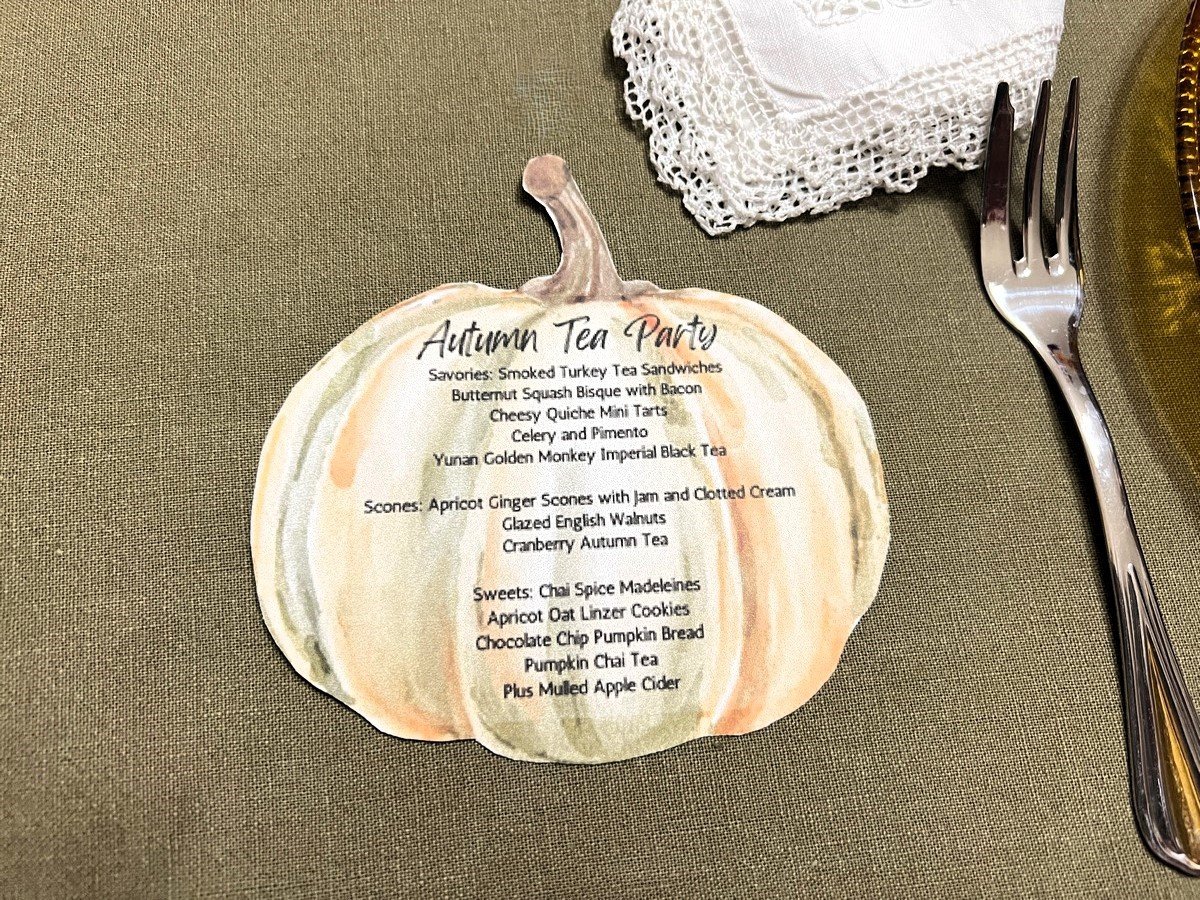Pumpkin Shaped Tea Party Menu