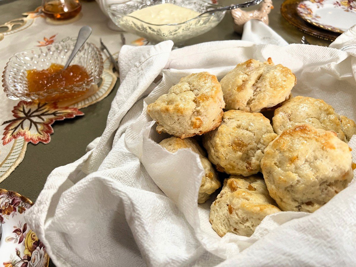 Apricot Ginger Scones with Clotted Cream and Apricot Jam