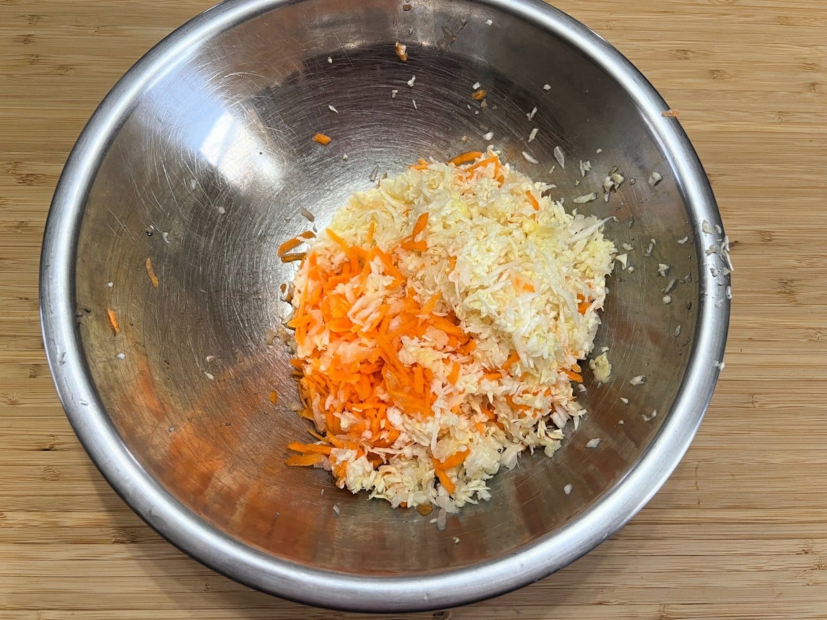 Finely Shred the Cabbage, Carrots, and Onion