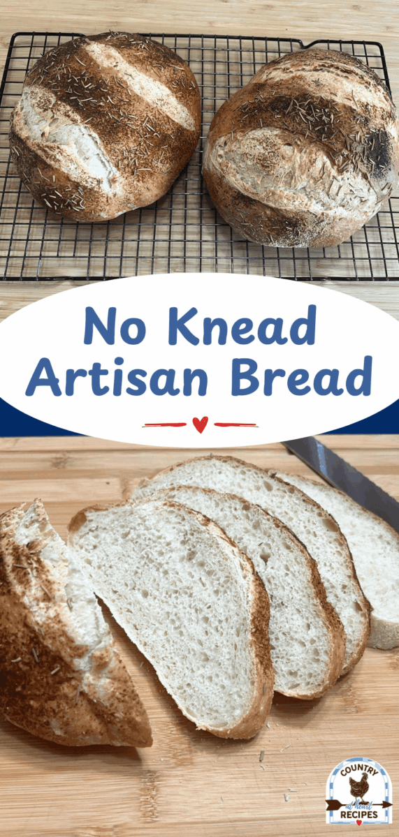 Pinterest Long Pin - No Knead Artisan Bread