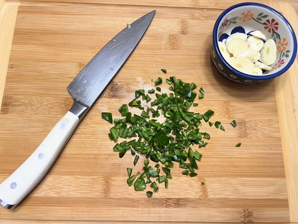 Slicing Jalapeno Peppers with Chef's Knife