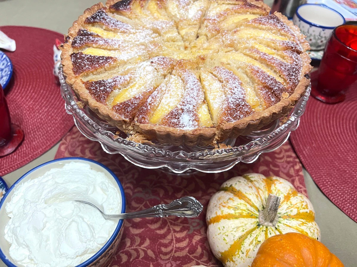 Featured Image - Recipe for Almond Pear Tart with Amaretto Cream